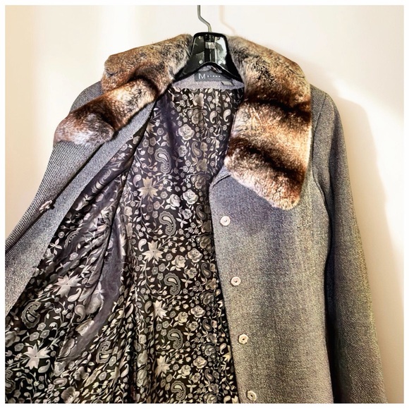 M Siamo Virgin Wool Coat & Dress Set 6 Fur Collar Embellished Designer Suit - Picture 14 of 15